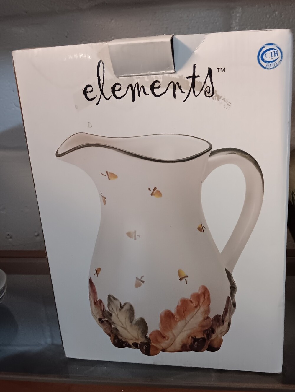 Element White Ceramic Pitcher with Autumn Leaf Motif
